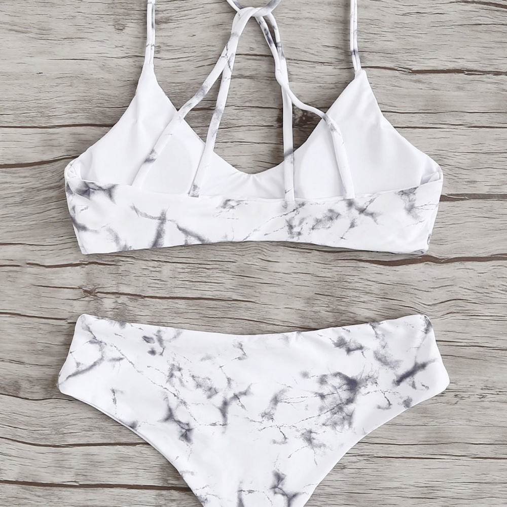 Marble Cross Back Bikini - Picture 2 of 3